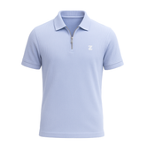 Drop Needle Knitted Zipper Polo