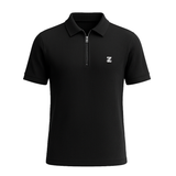 Black Zipper Drop Needle Knitted polo