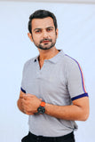 Grey Striped Polo