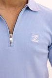 Drop Needle Knitted Zipper Polo