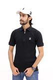Black Zipper Drop Needle Knitted polo