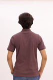 Brown Drop Needle Knitted Zipper Polo