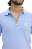 Drop Needle Knitted Zipper Polo