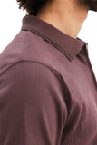 Brown Drop Needle Knitted Zipper Polo