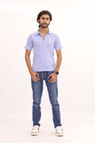 Drop Needle Knitted Zipper Polo