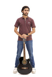 Brown Drop Needle Knitted Zipper Polo