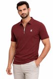 Brown Drop Needle Knitted Zipper Polo