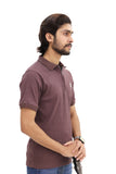 Brown Drop Needle Knitted Zipper Polo