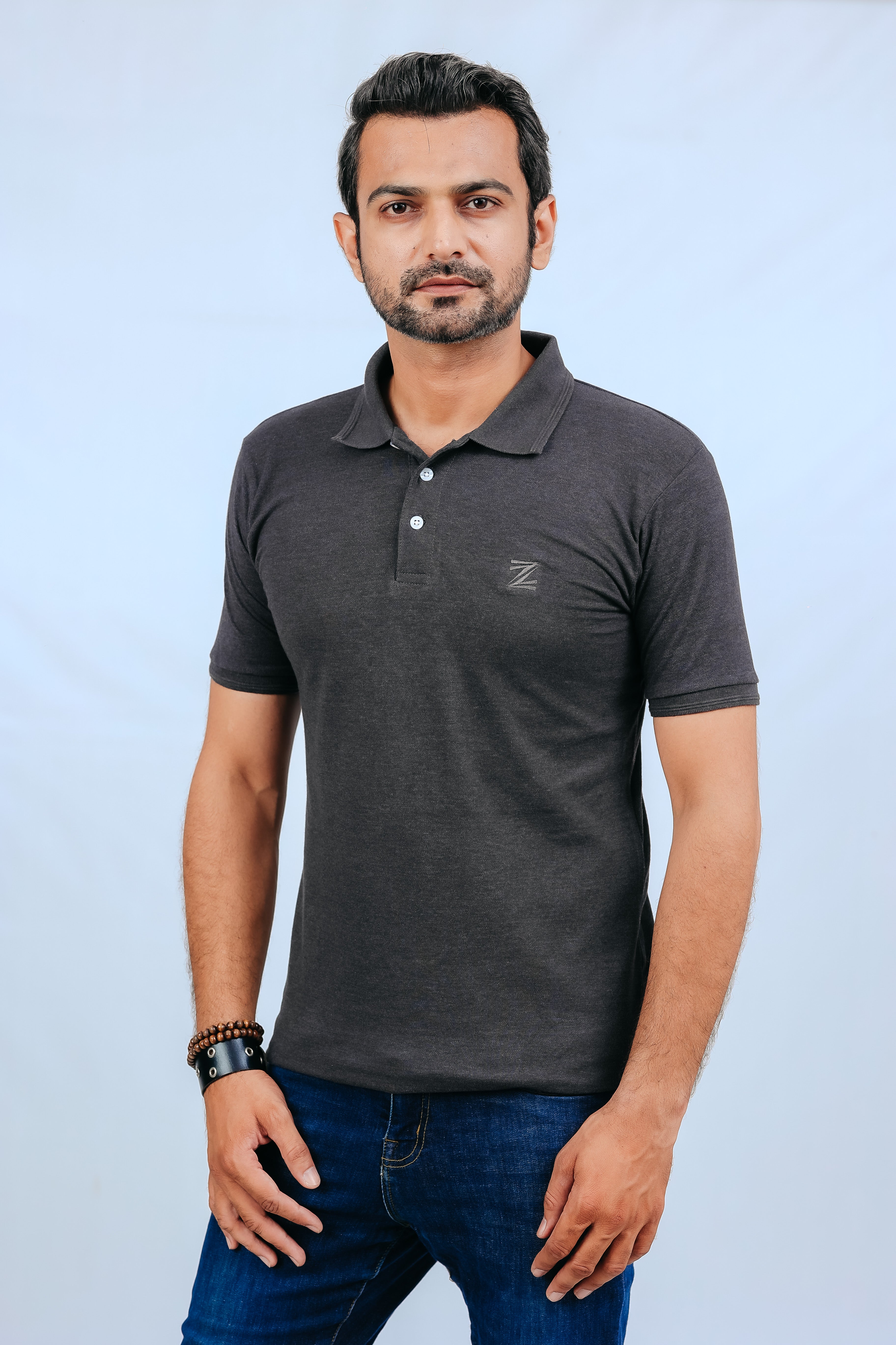 Charcoal Cotton Polo