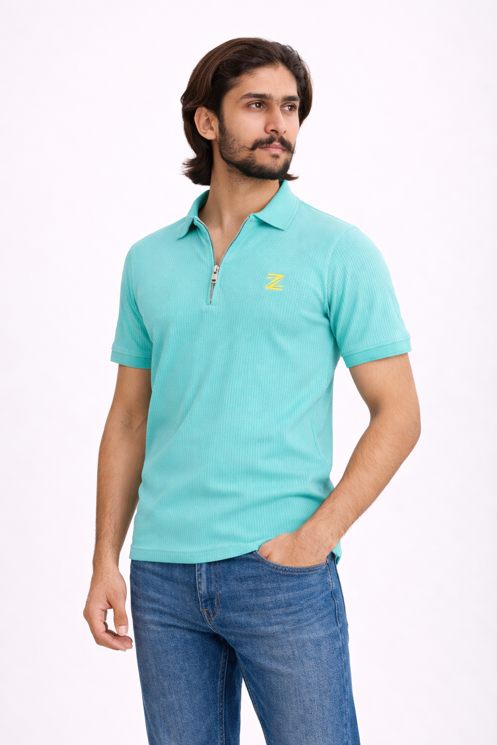 Zipper Knitted Polo
