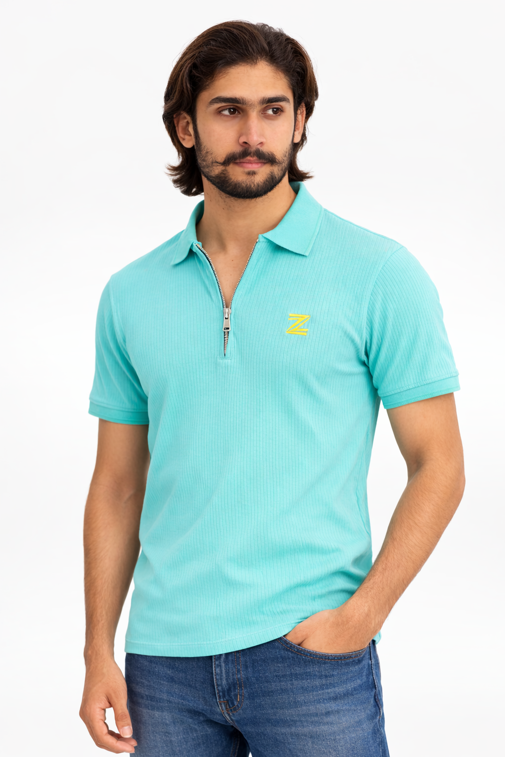 Zipper Knitted Polo